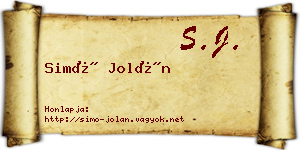Simó Jolán névjegykártya