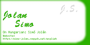 jolan simo business card